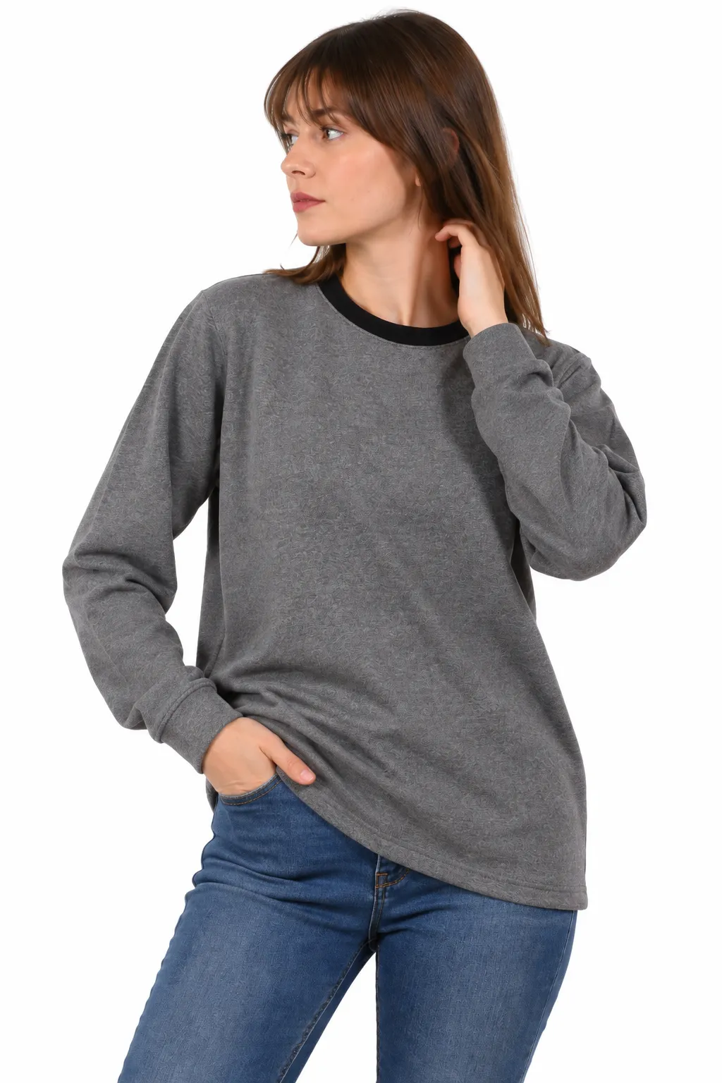 SIFIR YAKA ÜÇ İPLİK SWEAT