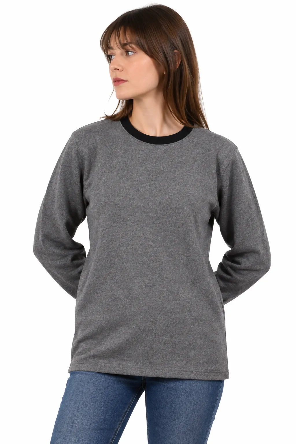SIFIR YAKA ÜÇ İPLİK SWEAT