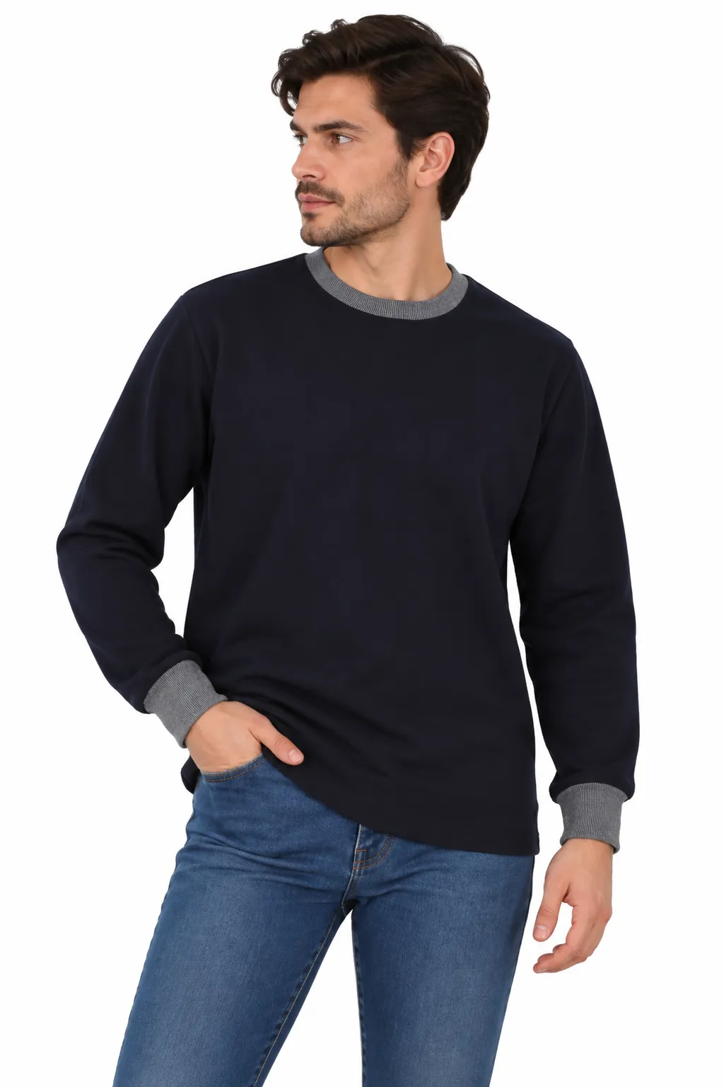 SIFIR YAKA ÜÇ İPLİK SWEAT