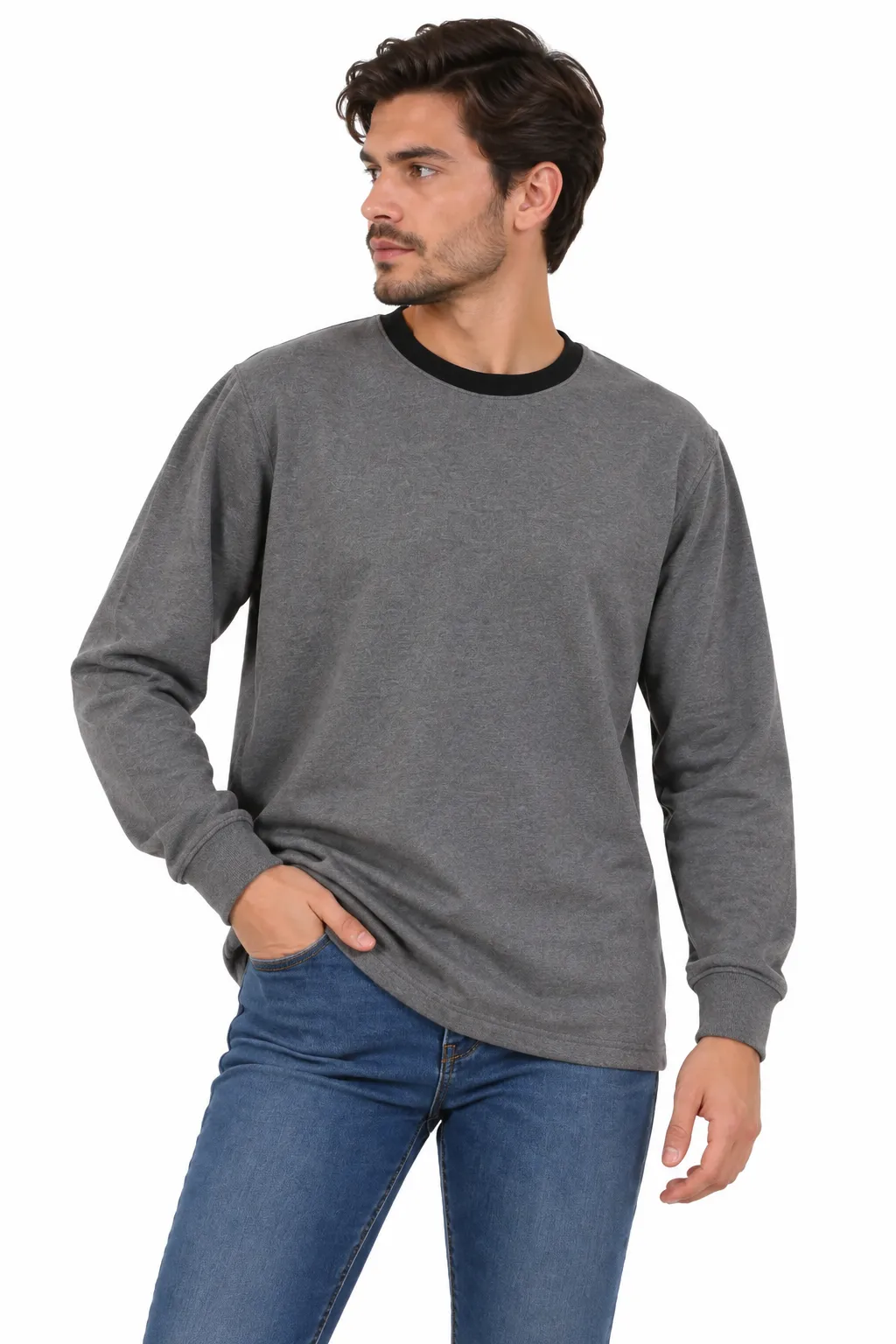 SIFIR YAKA ÜÇ İPLİK SWEAT