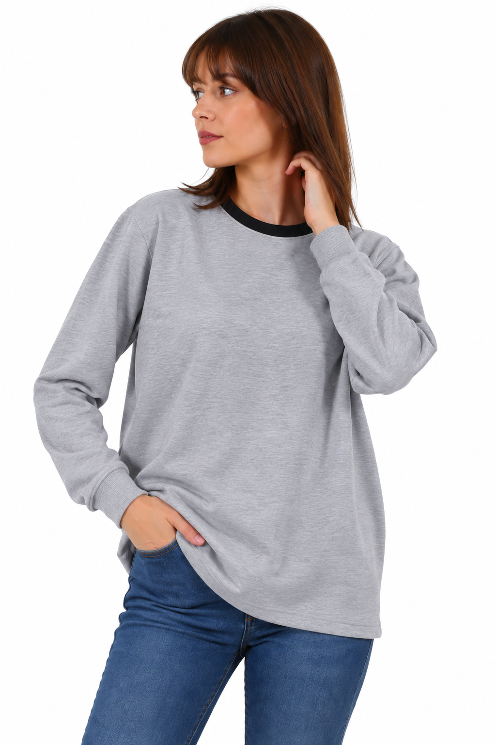 SIFIR YAKA ÜÇ İPLİK SWEAT