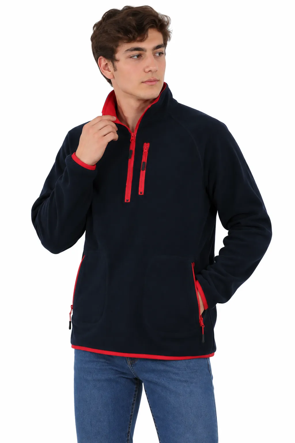 ÜÇ İPLİK FERMUARLI CEPLİ SWEAT