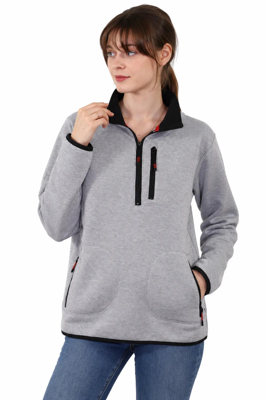 ÜÇ İPLİK FERMUARLI CEPLİ SWEAT