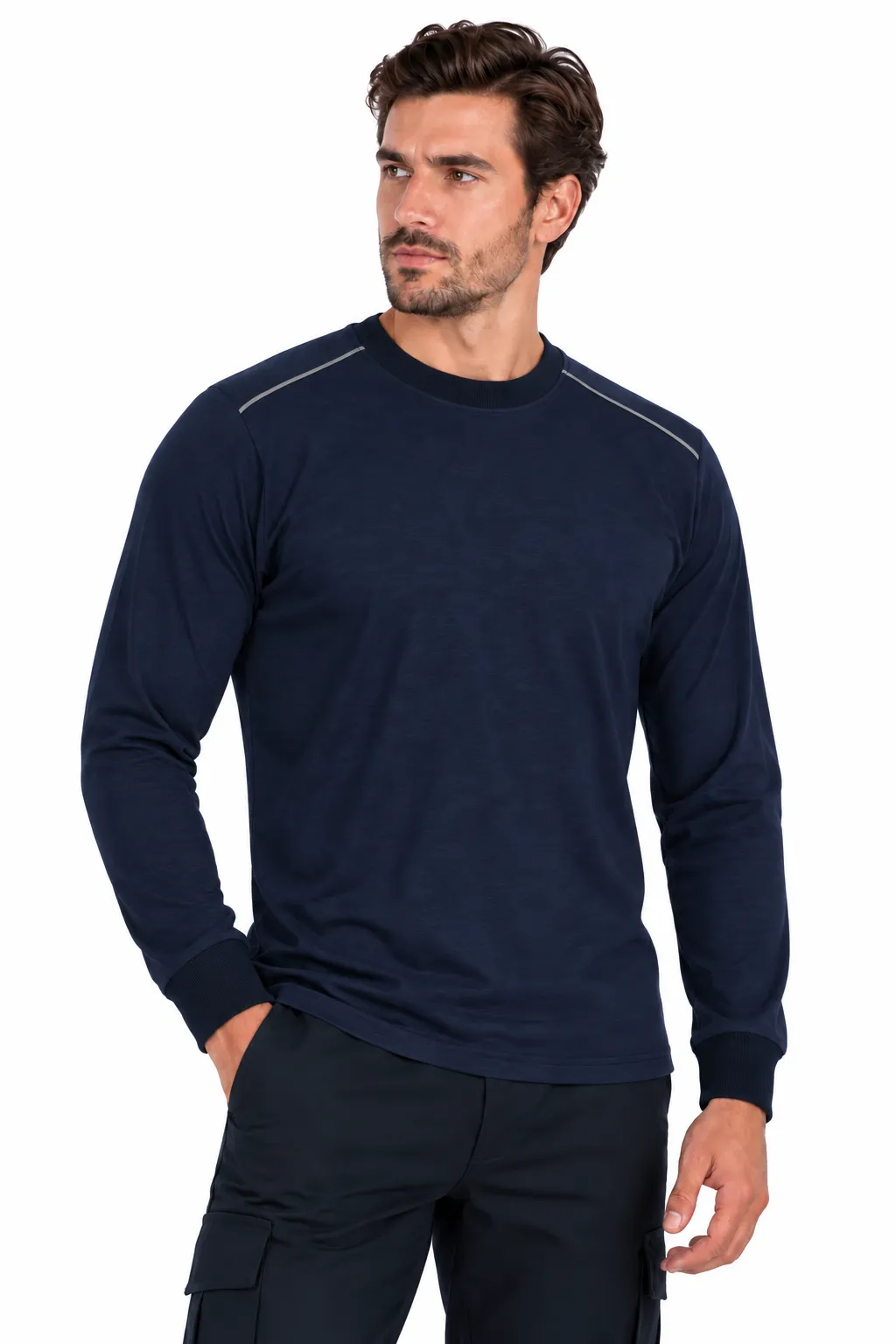 UZUN KOL SIFIR YAKA PENYE T-SHIRT